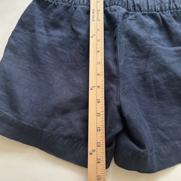 Talbots 100% Linen Navy Blue Elastic Waist Tie Pull On Shorts Women's Size P - Picture 8 of 9